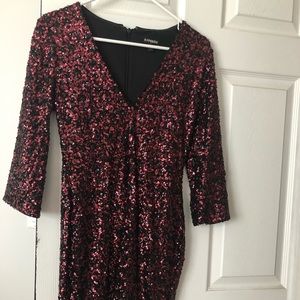 Red and black sequin dress from express